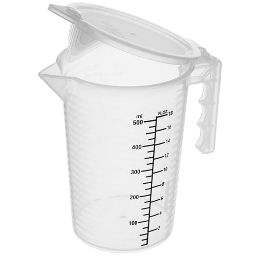 Vaso medidor plástico transparente 500 ml con tapa y asa miniatura 3