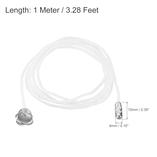 Image of MECCANIXITY Pull Cord for Ceiling Switch, Light Pull Cord String Ceiling Fan String with Connector Pull Chain Extension, White Silver, Pack of 10