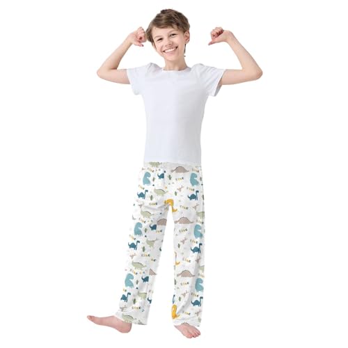 ZZXXB Dino Cacti Plant Boys Long Pants Soft Trousers Elastic Waist Kids Lounge Bottoms with Pockets S-XL2