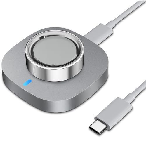 Charger Compatible with Aura-Ring Gen 4 Size 8,Fast Safe Charging Dock and USB-C Cable,Silver Gray - Detailed View
