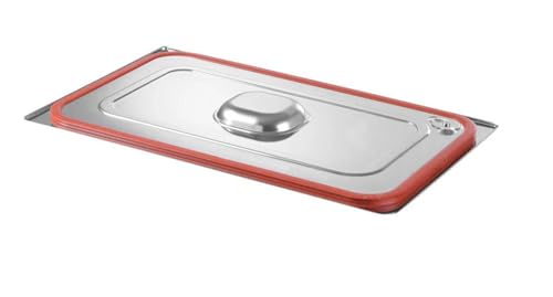 HENDI Gastronorm Deckel, für Gastronormbehälter, Temperaturbeständig von -40° bis 300°C, Silikonrand, Heissluftöfen-Chafing Dishes-Bain Marie, Stapelbar, GN 1/2, 265x325mm, Edelstahl 18/10
