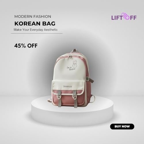 Image of LIFTOFF Premium Korean Aesthetic Laptop Backpack for Girls | Trendy Cute Office, College & Travel Bag | Lightweight & Stylish