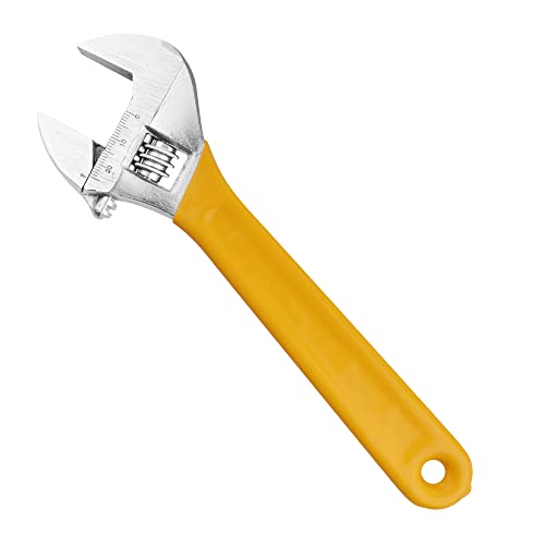 Lamondre Clé à molette réglable de 200 mm avec large mâchoire en caoutchouc antidérapant, poignée et échelle pour serrer ou desserrer les écrous et boulons Cover