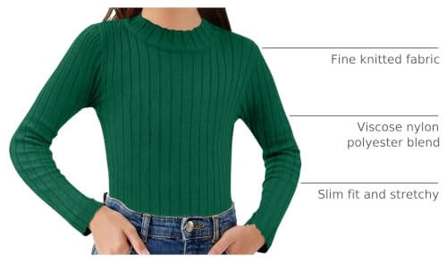 Image of Arshiner Girls Half Turtleneck Long Sleeve Knit Slim Sweater Pullover Tops