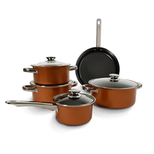 Carter & Clay Juego de utensilios de cocina antiadherentes de cobre de 9 piezas
