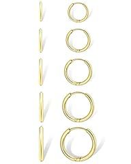 14K Gold - 5 Pairs(6mm, 7mm, 8mm, 9mm, 10mm)