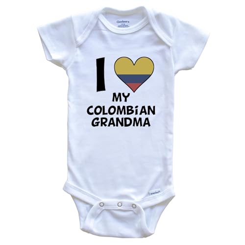 Really Awesome Shirts I Heart My Colombian Grandma Colombia Flag One Piece Baby Bodysuit