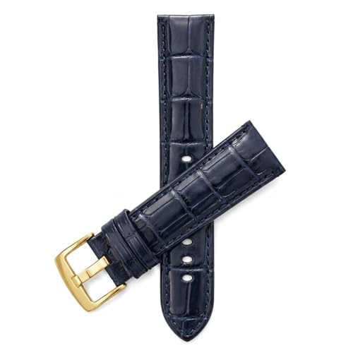 Image of Bandini Mens Leather Watch Band - Extra Long & Regular, Premium Top Grain Alligator Embossed Strap, Durable Upgrade Replacement, Comfortable Leather, Fits Large Wrists, 18mm to 38mm