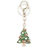 Fuqimanman2020 Cute Christmas keychain Crystal Santa Christmas Tree Snowman Bell Kitten keychain For Women Girls Christmas Jewelry Gift(Christmas Tree)