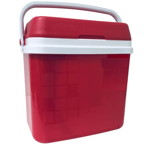 KROWN - Nevera Portátil Térmica, Rojo y Blanco, Polipropileno, Ideal para Actividades al Aire Libre, Camping en el Jardín, Barbacoas, Picnic, Playa. Capacidad 32 L.