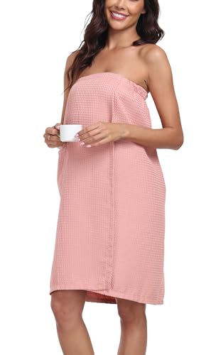 Image of 3 Pcs Towel Wrap for Women Lightweight Waffle Spa Bathrobe Cover Up Bath Shower Wraps with Adjustable Closure