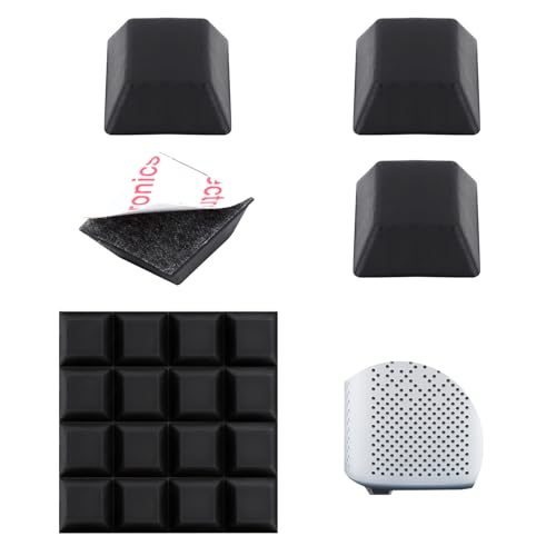 JYYWTSI 16 Piezas Topes de Goma Autoadhesivos Negros, Almohadillas Antivibraciones y Antideslizantes, Pies de Goma de Silicona para Muebles Altavoces Aparatos Eléctricos