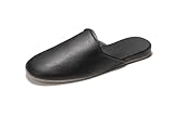 Hyfant Men's Leather Slippers Top Grain Leather Slippers for Men and Women Scuff Slipper with Memory Foam Minimalist Mules House Slip-on Shoes for Office Home Bedroom Living Room Guests Visitor