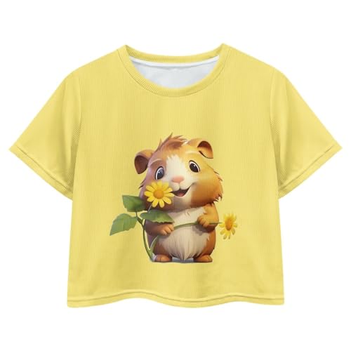 Image of Girls Fashion Crewneck Tee Shirts Casual Short Sleeve Crop Top Summer Outfits 5-14 Year