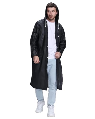 welsberg Poncho impermeable para la lluvia con capucha y mangas, ropa impermeable reutilizable para adultos unisex, talla única