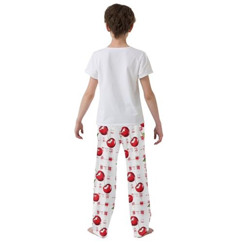 Pajama Bottoms, Cherries Plaid Pajamas Pant Sleep Long Pants Lounge Wear Elastic Waist Sleepwear Pjs3