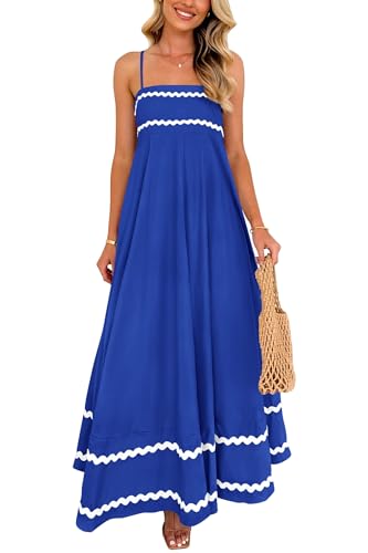 Image of PRETTYGARDEN Women's 2026 Summer Flowy Maxi Dress Casual Sleeveless Spaghetti Strap Ruffle Beach Long Dresses