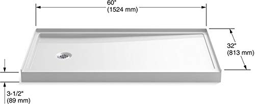 Kohler K-8459-0 Rely Single-Threshold Shower Base With Left-Hand Drain, 60" X 32", White #TOP2