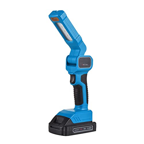 ACAGALA Luz de trabajo LED recargable inalámbrica de 20 V, cabezal giratorio, lámpara de iluminación portátil con gancho de 2,0 Ah, cargador de batería para máquinas, reparación de coches, camping