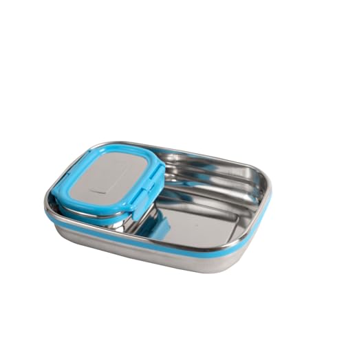 Veigo Steel lunch boxes for office men, tiffin box for office men, lunch box for kids, Jumbo 950 ml, 180 ml Veg Box | Detachable Clips | Leakproof & Airtight | Durable Stainless Steel Lid | Fresh Blue