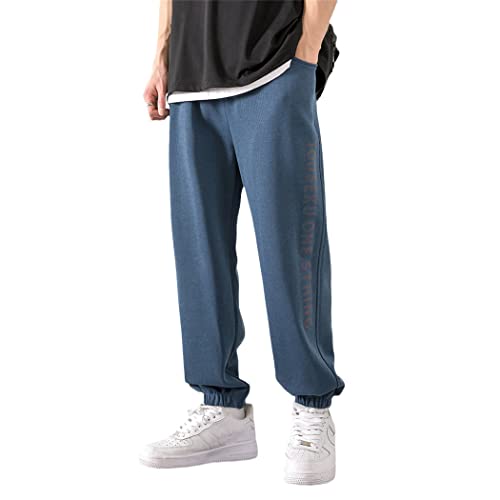Pantalon d'été fin pour homme sarouel décontracté ample et respirant bleu