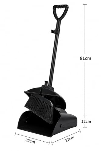 Image of SES JOBBY Dustpan with Broom Set, 180 Adjustable Angle, Rotating Broom, Easy Assembly, Cleaning Set for Heavy Duty Use in Homes, Hotels, Restaurants and Public Places.