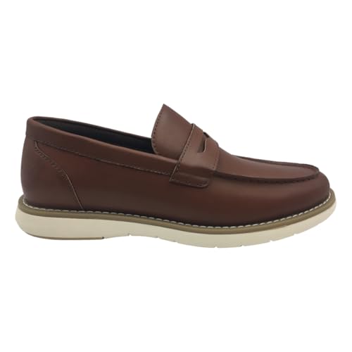 Classic Men's Penny Loafers, Brown Leather, Casual Business Dress Shoes with Comfort Mesh Lining, Comfortable Sole2