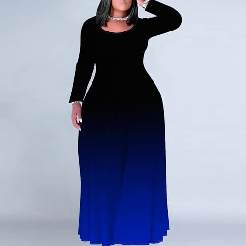 Image of PinkPatty Women's Plus Size Long Sleeve Maxi Dresses T Shirt Boho Fall Dress with Pockets