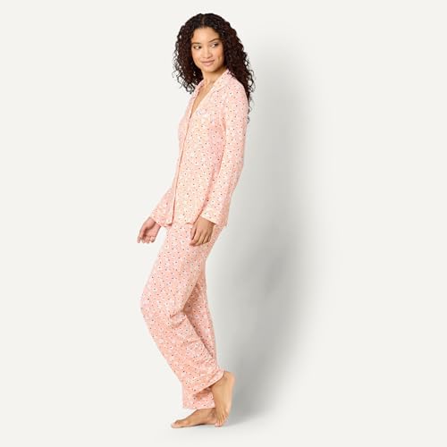 Image of Amazon Essentials x Sofia Grainge Women's Stretch Modal Long-Sleeve Button-Front Top and Full-Length Bottom Pajama Set