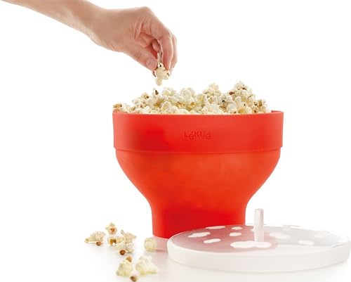 Lékué Bol colapsable para cocinar palomitas caseras, silicona Rojo, 2800 ml