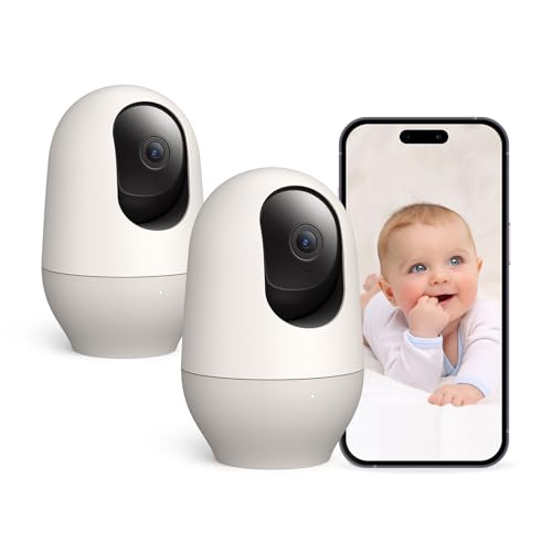 nooie Baby Monitor with Camera 2 Pack,WiFi Baby Monitor Camera,360-degree 2K,Smart Baby Camera with Motion Tracking,Night Vision,Two Way Audio&Sound...