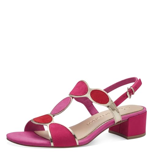 Marco Tozzi Sandalias de tacón con Correa Ajustable para Mujer Vegan, Pink Comb, 38 EU