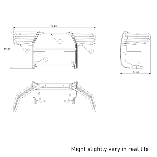 Image of Black Horse Off Road Grille brush Bumper Guard Modular Stainless Steel Compatible with 2016-2023 Toyota Tacoma-17A096402MSS