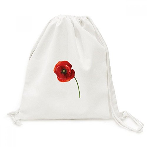 Sac à dos cordon pavot rouge en toile imprimée pour voyage