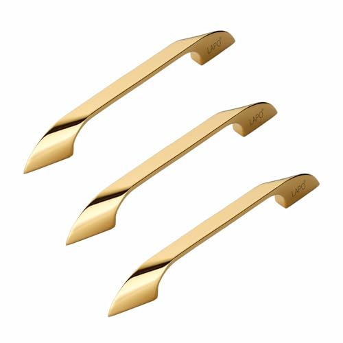 Image of LAPO 6 Inch Pull Handles for Cabinets and Kitchen, Ideal for Almirah and Wardrobe Units, Firm Hold Grip, Quick Installation, 3 Years Warranty (160mm, PVD Gold Finish, Pack of 3) - Twist