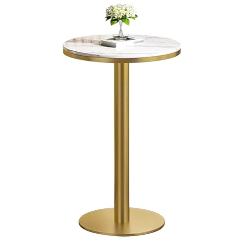 Mesa de bar bistró, mesa redonda alta para pub, mesas de comedor de cocina, mesas de cóctel con base de metal y mesa de losa de roca para sala de estar, bistró, isla de cocina