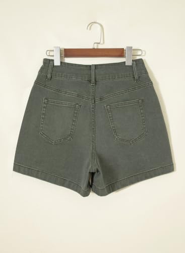 Image of Astylish Women's High Waisted Stretchy Jean Shorts Trendy Denim Shorts