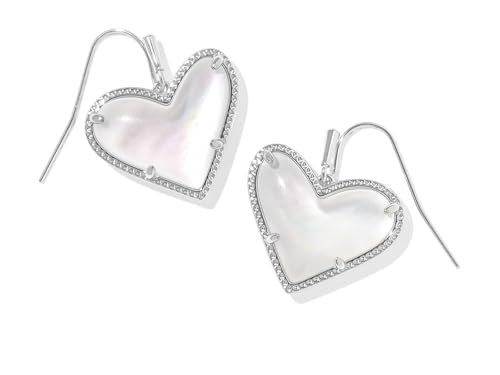 Kendra Scott Womens Ari Heart Statement Drop Earrings Silver Ivory Mother-of-Pearl One Size One Size