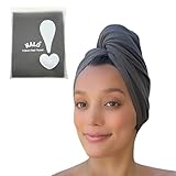 OOF! Halo T-Shirt Hair Towel | 100% Cotton Jersey Knit w/MoistureLock | No Microfiber | Reduce Cuticle Friction, Frizz & Breakage | Plopping Towel for Curly Hair | All Hair Types (Charcoal)