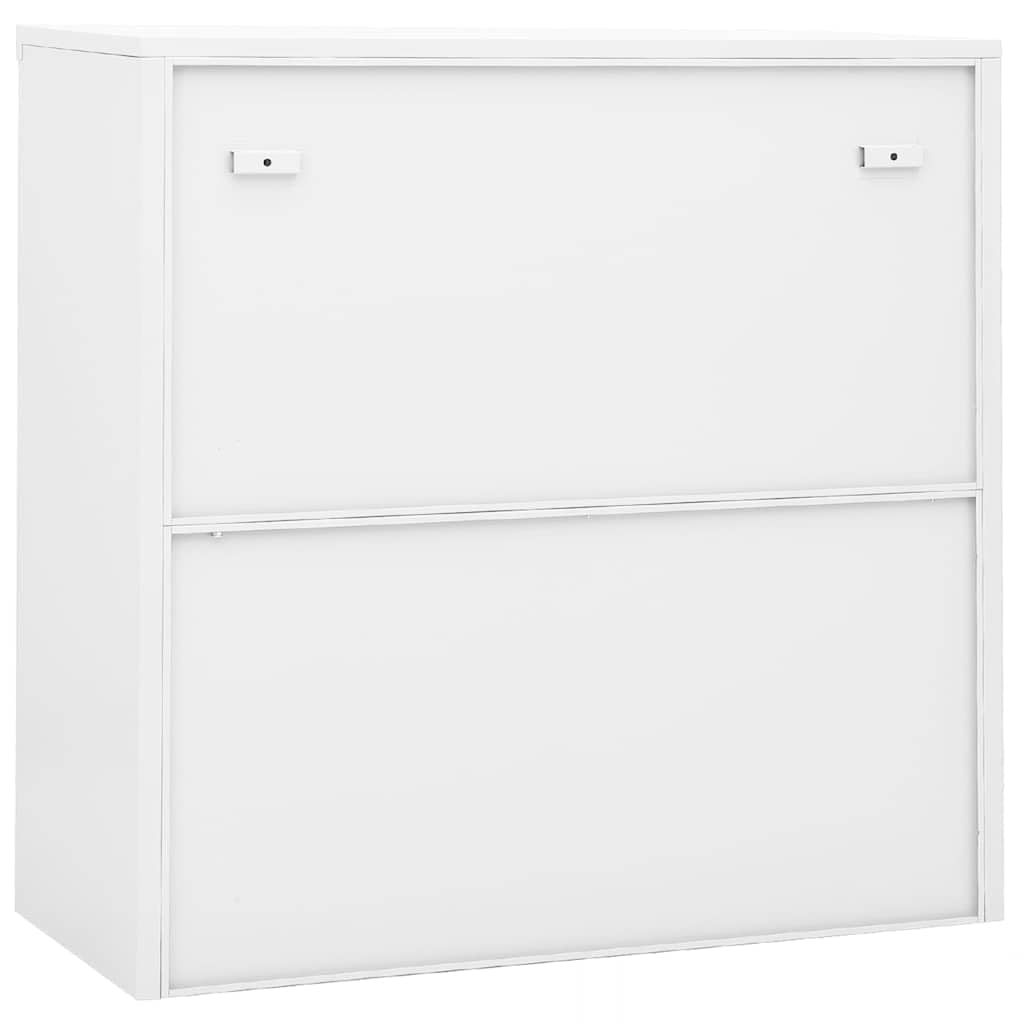 Armario de oficina con puerta corredera en color blanco, 90 x 40 x 90 cm, de acero con estantes ajustables, con cerradura, ideal para oficina, sótano, garaje, cocina, baño
