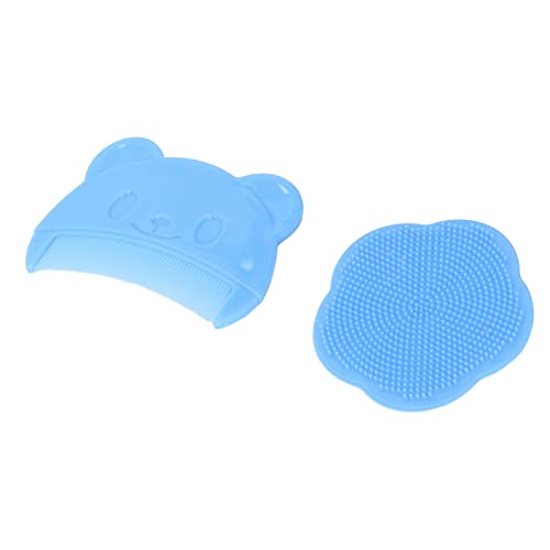Cepillo para el Cuero Cabelludo del bebé, 2 Piezas de Cepillo para el Cuero Cabelludo bebé Silicona y Bañera (BLUE)