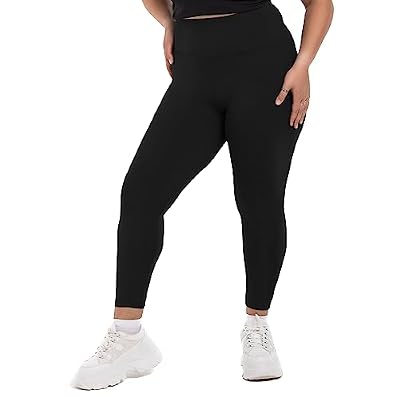 SINOPHANT Plus Size Leggings for Women, High Waisted Tummy Control Buttery Super Soft Black Yoga Pants for Workout Running(Full Length Black,XX-Large)