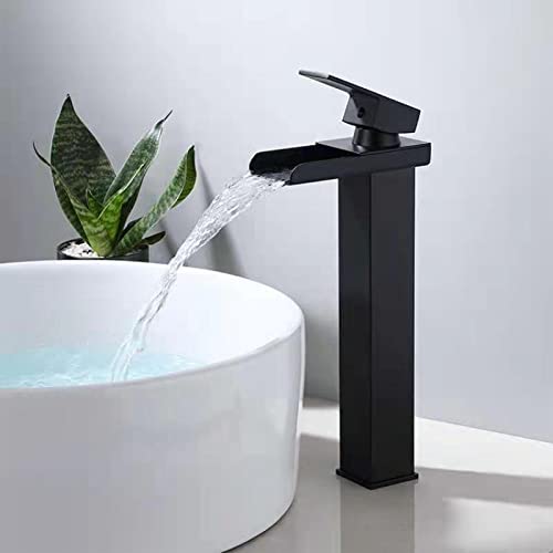 Mitigeur cascade de salle de bain LWX en acier inoxydable noir mat