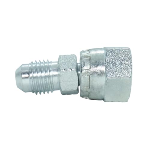 Image of 1 Piece Hydraulic Fitting 1 /4 inch Male JIC (7 /16 inch-20) Swivel X 1 /4 inch Female JIC (7 /16 inch-20) Swivel Adapter Carbon Steel