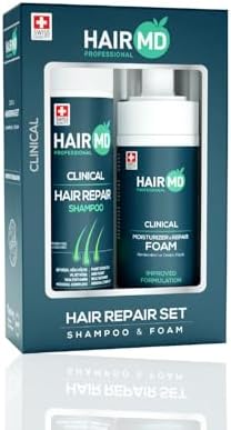 HairMD Transplant Hair Regrowth Set - 250ml Regenerating Shampoo, 150ml Repair Foam with Biotin, Keratin, Saw Palmetto for All Hair Types