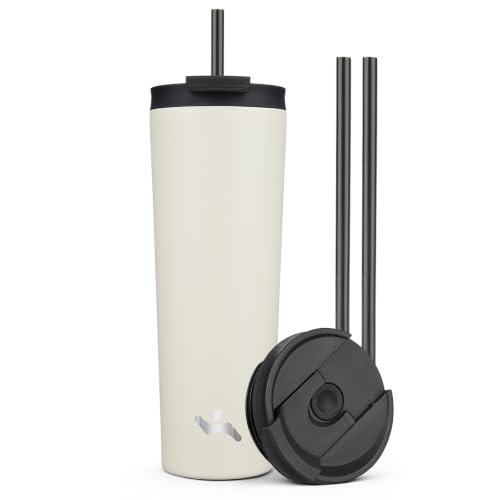Image of Konokyo 30 oz Insulated Tumbler Water Bottle with Straw Lid, Angel White