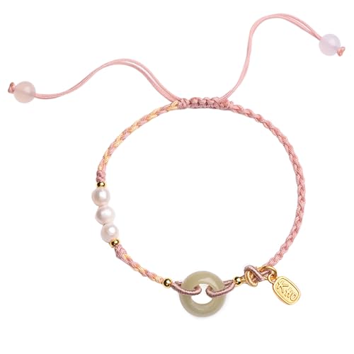 Bracelet Feng Shui Néphrite Jade Harmonie Perles Quartz Rose