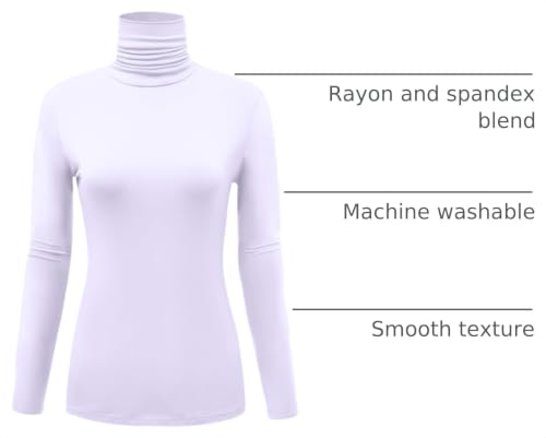Image of AUHEGN Women's Long Sleeve Lightweight Turtleneck Top Slim Fit Pullover T-Shirt (S-XXL)