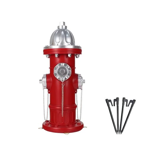 Fire Hydrant for Dogs to Pee On: Dog Fire Hydrant Pee Post Outdoor - 17.5" Training Post Statue for Yard Garden (Red-Silver-Big)