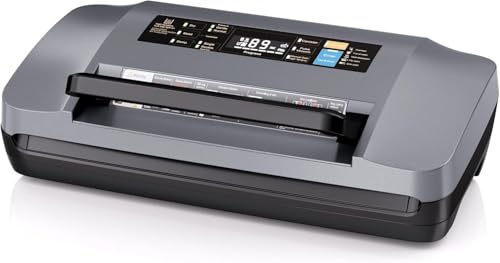 95kpa Vacuum Sealer Machine,Bags Storage, Easy-Lock Handle,Build-in Cutter,1 Bag Rolls and 10 pcs Pre-cut Bags(Grey)